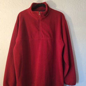J. Crew FLEECE Mens Large L Red Pullover 1/4 Zip Long Sleeve